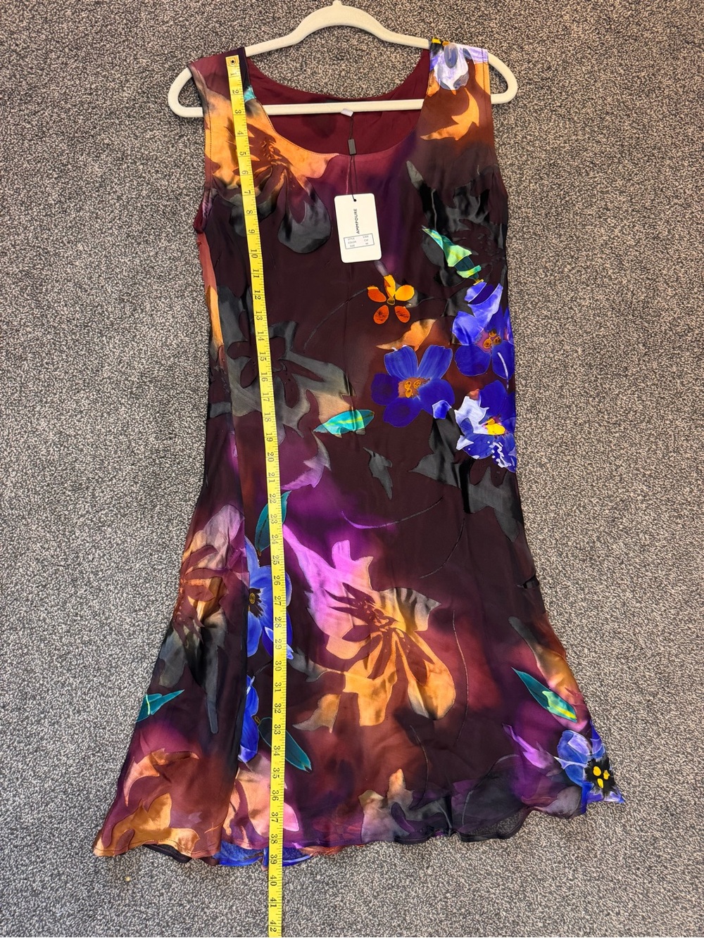 Ampour Floral Watercolor Sleeveless Layered Dress Vibrant Multicolor Size Medium - Picture 14 of 15